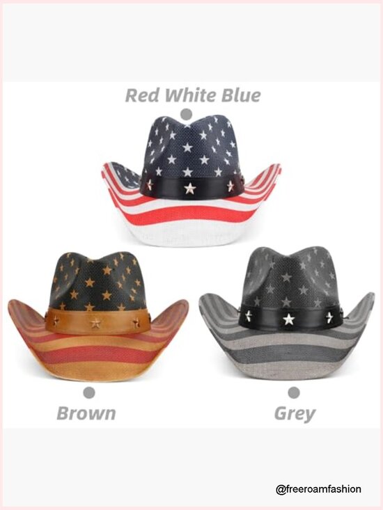 Unisex American Flag Cowboy Hat Patriotic Western Cowgirl Parade Hat main image 4